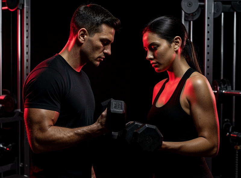 Personal trainer coaching client one-on-one